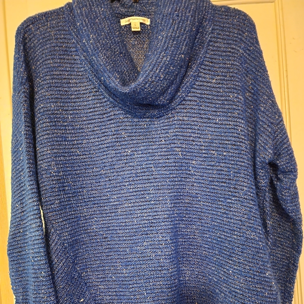 John Paul Richard Blue & Silver Cowl Neck Sweater